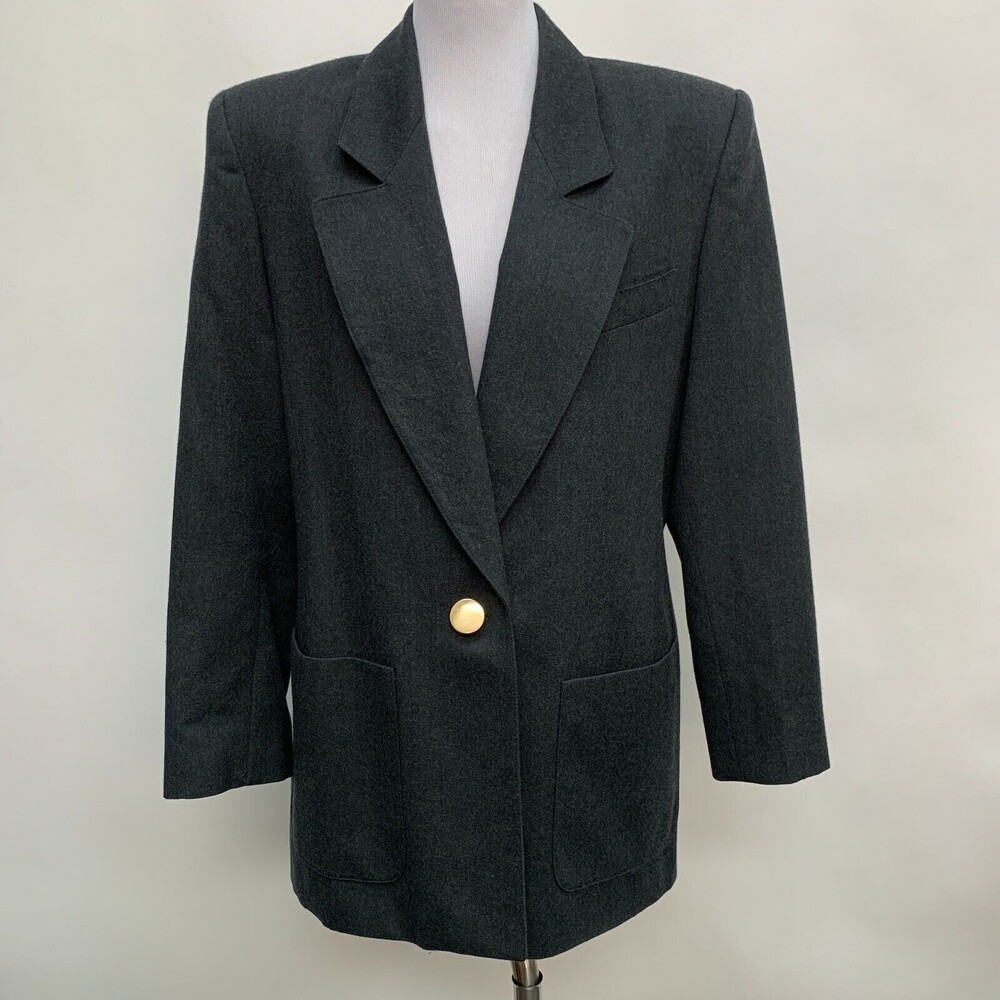 Harve Benard Holtzman Women's Jacket Blazer Size 12 Gray 100% Wool